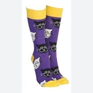 NWT Sock Society Funky Purple and Yellow Cat Socks. Fits most
